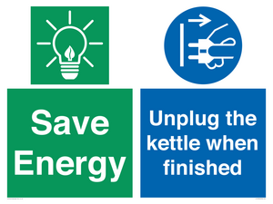 Save Energy, Unplug the kettle when finished